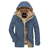 preiswerte Herrenjacken &amp; Herrenmäntel-Herren Wintermantel Fleecejacke Warm Verdicken Outdoor Freizeitskleidung Feste Farbe Oberbekleidung Bekleidung Blau Grün Kaki