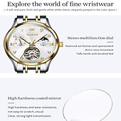olcso Mechanikus órák-OLEVS Női Mechanikus óra Luxus Divat Üzlet Karóra Csontváz Automatikus önfelhúzós Tourbillon Fénylő ötvözet Néz