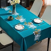 cheap Tablecloth-Waterproof Tablecloth PVC Oilproof Rectangle Table Cloth Table Cover for Party, Family Dining, Restrant