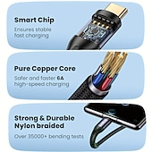 halpa Matkapuhelinkaapelit-3-in-1 100 watin pikalatauskaapeli älykäs supernopea lataustuki moniliitäntäinen lataus usb visuaalinen virtalatauskaapeli yhteensopiva Applen samsung oppo auton pikalatauskaapelin kanssa