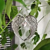 cheap Tree Accessories-Angel Wings Christmas Ornament with Lanyard Style Memorial Decoration for Tree Sympathy Gift Loved Ones in Silver