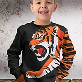 voordelige Jongens 3D Dieren-Jongens 3D Tijger Sweatshirt Pullover Lange mouw 3D-afdrukken Herfst Winter Modieus Streetwear Stoer Kinderen 3-12 jaar 4-12 jaar Buiten Casual Dagelijks Normale pasvorm