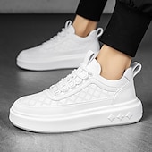 cheap Men&#039;s Sneakers-Men&#039;s Sneakers Plus Size Height Increasing Shoes Dad Shoes Running Walking Sporty Casual Outdoor Daily Mesh PU Breathable Height Increasing Lace-up White brown White Spring Fall