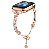 olcso Apple óraszíjak-Ékszer karkötő Kompatibilis valamivel Apple Watch óraszíj 38mm 40mm 41mm 42mm 44mm 45mm 49mm Női Csillogás Bling Diamond ötvözet Csere óraszíj mert iwatch Ultra 2 Series 9 8 7 SE 6 5 4 3 2 1