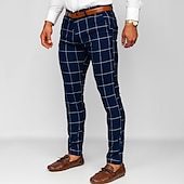 cheap Chinos-Men&#039;s Trousers Chinos Chino Pants Pocket Plaid Comfort Breathable Outdoor Daily Going out Fashion Casual Dark Khaki Black