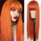 olcso Szintetikus, trendi parókák-ombre zöld paróka 26 hüvelykes egyenes paróka frufruval szintetikus hőálló cosplay jelmez halloween paróka női karácsonyi parti paróka