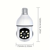 cheap Indoor IP Network Cameras-5G WIFI Surveillance 360 Rotate Auto Tracking Panoramic Camera Wireless E27 PTZ Camera CCTV IR Night Vision Motion Detection Two-Way Audio