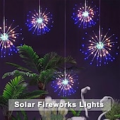 abordables Lumières de cordes solaires-1pc feux d&#039;artifice solaires d&#039;extérieur, décoration de jardin en forme de sphère de Noël en forme d&#039;étoile à LED