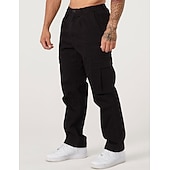 Недорогие Брюки карго-Муж. Брюки карго Брюки-карго Карман Полотняное плетение Комфорт Дышащий на открытом воздухе Повседневные На выход Мода На каждый день Черный Военно-зеленный