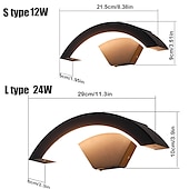 voordelige buiten wandlampen-buitenwandlamp 12w 24w boog moderne buitenwandlamp waterdicht ip65 stabiel op buiten zwarte wandlamp geschikt voor buitenveranda binnentuin badkamer slaapkamer ac85-265v