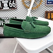 cheap Men&#039;s Slip-ons &amp; Loafers-Men&#039;s Green Suede Loafers – Casual Slip-On Moccasins with Non-Slip Sole for Driving &amp; Everyday Wear