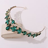 זול אביזרי עיצוב שיער-כתר טיארה רצועות אביזר לשיער אבן נוצצת סגסוגת חתונה קוקטייל פאר אלגנטית עם פרטים מקריסטל כיסוי ראש כיסוי ראש