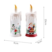 economico Luci regalo di Natale-Candela di Natale Senza Fiamma LED Candele a Colonna Lampade per Natale con Decalcomania di Babbo Natale per Decorazioni di Natale a Casa.