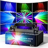 cheap Projector Lamp&amp;Laser Projector-DMX512 LED Indoor Stage Lights RGB Laser Scanner Beam Effect Stage Light Sound Activated Bedroom Laser Projector Lighting Show for DJ Disco Church Birthday Party Xmas