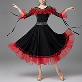 abordables Tenues de danse de salon-Danse de Salon Robe Fantaisie Femme Utilisation Usage quotidien Manches 3/4 Coton cristal
