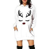 olcso Vicces karácsonyi pulóverek és pulóverek-Karácsony Mikulás Ruhák Kapucnis felsőrész Pullover Klasszikus Alap Kawaii Kompatibilitás Női Felnőttek Karácsony Újév 3D nyomtatás Hétköznapi