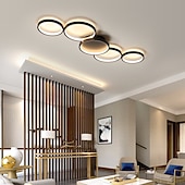 economico Lampade da soffitto-plafoniera a led design circolare 100 cm lampadario moderno a sospensione in metallo 5 teste lampada a sospensione a led plafoniera a sospensione creativa in nero per soggiorno ristorante bar 110-240v