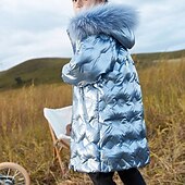 levne Svrchní oděvy-Děti Dívčí Dolů Dětská bunda Puffer Jacket Aktivní Zip Škola Bavlna Kabát Svrchní oděvy 4-13 let Zima Černá Nebeská modř Tmavě zelená