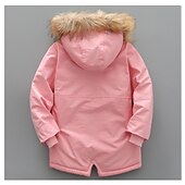 cheap Boy&#039;s Downs &amp; Puffer Jacket-Kids Boys&#039; Fleece Jacket Hoodie Jacket Outerwear Solid Color Long Sleeve Zipper Coat Outdoor Cotton Adorable Daily Yellow Pink Navy Blue Spring Fall 7-13 Years