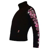 cheap Figure Skating Jackets &amp; Vests-Figure Skating Fleece Jacket Women&#039;s Girls&#039; Ice Skating Jacket Top Black Pink Blue Stretchy Training Competition Skating Wear Thermal Warm Crystal / Rhinestone Long Sleeve Ice Skating Figure Skating