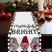 baratos Decoração de Natal-corredor de mesa vermelho, decoração de mesa sazonal em estilo fazenda de férias de inverno