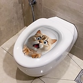 cheap Decorative Wall Stickers-Wall Mural 3D Wall Art cat Wall Poster Toilet Stickers 3D cat Wall Stickers cat Decals cat Stickers cat Toilet Girls Bedroom Toilet Decor cat Wall Decals Notebook Poster