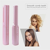 billige Personlig beskyttelse-2-i-1 rettetang til lat hår trådløst hår hot comb mini usb oppladbar rettetang krøllete hårpinne hurtigvarmende rettebørste for hjemreise-1 stk.