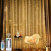 levne USB String světla-1ks záclonové světlo 300 LED osvětlení okenní řetězové osvětlení vánoční svatební party dekorace, teplá bílá