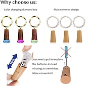 economico Striscie luci a batteria-elegante festa di nozze ricevimento 20 confezioni luci per bottiglie di vino 2m con tappo di sughero – mini luci a led a batteria per fai da te casa giardino festival decor