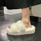 levne Domácí pantofle-fuzzy pantofle z paměťové pěny útulné plyšové domácí pantofle nadýchané chlupaté domácí boty s otevřenou špičkou vnitřní venkovní skluzavka pantofle