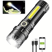 Χαμηλού Κόστους Φακοί-1 τεμ led tactical φακός 90000 high lumen, μαγνητικός επαναφορτιζόμενος φακός με φως εργασίας cob, xhp70.2 σούπερ φωτεινό led, με δυνατότητα zoom, αδιάβροχο, 4 modes φώτα led για κατασκήνωση, έκτακτη