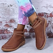 ieftine Botine-Pentru femei Cizme Cadouri de Valentin Mărime Plus Size Pantofi de confort Zilnic Culoare solidă Ghete Botine Iarnă Toc Drept Vârf rotund Elegant Pluș Casual Imitație Piele Dantelat Negru Rosu Gri