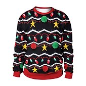 abordables Sudaderas y sudaderas con capucha divertidas-Navidad Sudadera Pullover Sudadera navideña divertida Impresión 3D Estampado 3D Gráfico Para Pareja Hombre Mujer Adulto Navidad Carnaval Mascarada Impresión 3D Fiesta
