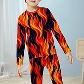 billiga Pojkens 3D Vision &amp; Geometri-Pojkar 3D brand Pyjamasset Långärmad 3D-tryck Höst Vinter Aktiv Häftig Dagligen Barn 4 år + Rund hals Hem Casual Inomhus Normal