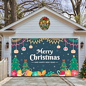 cheap Outdoor Decorations-Christmas Garage Door Banner, Indoor Outdoor Christmas Holidays, Happy Background, Decoration Cover, Christmas Happy New Year Banner, Large Door Cover, Christmas Decoration
