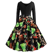 preiswerte Für Frauen-Weihnachtsmann Weihnachtskleid Ausgefallenes Weihnachtskleid Damen Weihnachten 1950er Erwachsene Weihnachten Neujahr Heiligabend Weihnachten Party Silvester Kleid