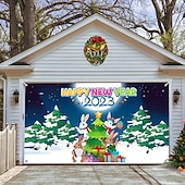 cheap Outdoor Decorations-Christmas Garage Door Banner, Indoor Outdoor Christmas Holidays, Happy Background, Decoration Cover, Christmas Happy New Year Banner, Large Door Cover, Christmas Decoration