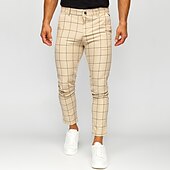 cheap Chinos-Men&#039;s Trousers Chinos Chino Pants Pocket Plaid Comfort Breathable Outdoor Daily Going out Fashion Casual Dark Khaki Black