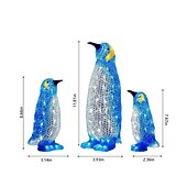 tanie zewnętrzne lampki choinkowe-3 szt. świecących pingwinów bożonarodzeniowych dekoracje ogrodowe na patio 11" świecące dekoracje pingwinów na Boże Narodzenie zewnętrzne dekoracje na taras trawnika