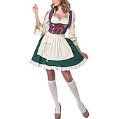 ieftine Dirndl-Oktoberfest Dirndl Trachtenkleader Oktoberfest / Bere bavareză Wiesn Stil tradițional Pajiști Pentru femei Pânză în stil tradițional Rochie Șorț