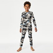 levne 3D sporty a hry pro chlapce-Chlapecké 3D maskování Sady nočního prádla Dlouhý rukáv 3D tisk Podzim Zima Aktivní Chladný Denní Polyester Děti 3-12 let Tričkový Domů Ležérní Vevnitř Běžný