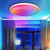 abordables Luces de techo regulables-rgbcw a todo color atenuación inteligente y combinación de colores lámpara de techo del dormitorio 24w wifi aplicación de graffiti lámpara de techo de voz bluetooth se puede programar 2.4g se puede