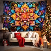 abordables Tapices de luz negra-Tapiz de meditación bohemia con luz negra, reactivo a los rayos UV, que brilla en la oscuridad, tapiz colgante psicodélico, arte mural para pared para sala de estar y dormitorio