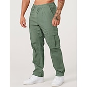 Недорогие Брюки карго-Муж. Брюки карго Брюки-карго Карман Полотняное плетение Комфорт Дышащий на открытом воздухе Повседневные На выход Мода На каждый день Черный Военно-зеленный