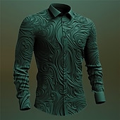 abordables Música y guitarras-Hombre Tótem Camisa Abotonar la camisa Manga Larga Vintage Gótico Exterior Víspera de Todos los Santos Calle Otoño invierno Cuello Vuelto Botones Estampado Negro Morado Verde Trébol Color Caquí