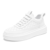 cheap Men&#039;s Sneakers-Men&#039;s Sneakers Plus Size Height Increasing Shoes Dad Shoes Running Walking Sporty Casual Outdoor Daily Mesh PU Breathable Height Increasing Lace-up White brown White Spring Fall