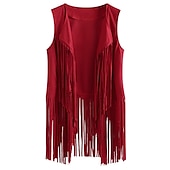 preiswerte Oberteile-Retro Vintage 1960er 1970er Wildlederweste Hippie Disco Quastenfransen Damen Mädchen Weihnachten Halloween Karneval Leistung Party / Abend Pride Parade Erwachsene Weste