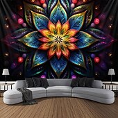 abordables Tapices de luz negra-Tapiz de meditación bohemia con luz negra, reactivo a los rayos UV, que brilla en la oscuridad, tapiz colgante psicodélico, arte mural para pared para sala de estar y dormitorio