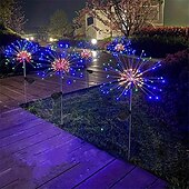 economico Luci paesaggistiche-1 confezione di fuochi d&#039;artificio decorativi natalizi a 8 funzioni ad energia solare, luce da prato montata a pavimento, matrimonio festivo, lampada decorativa impermeabile per esterni di Halloween