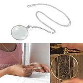 economico Strumenti manuali-Collana monocolo decorativa con lente d&#039;ingrandimento 5x, ciondolo con lente d&#039;ingrandimento, collana a catena placcata in argento dorato per regalo di gioielli da donna